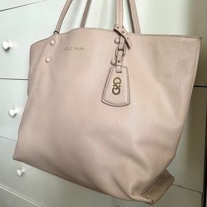 Cole Haan Dusty Pale Pink Pebbled Leather Hannah Tote Large Shoulder Bag NWT
